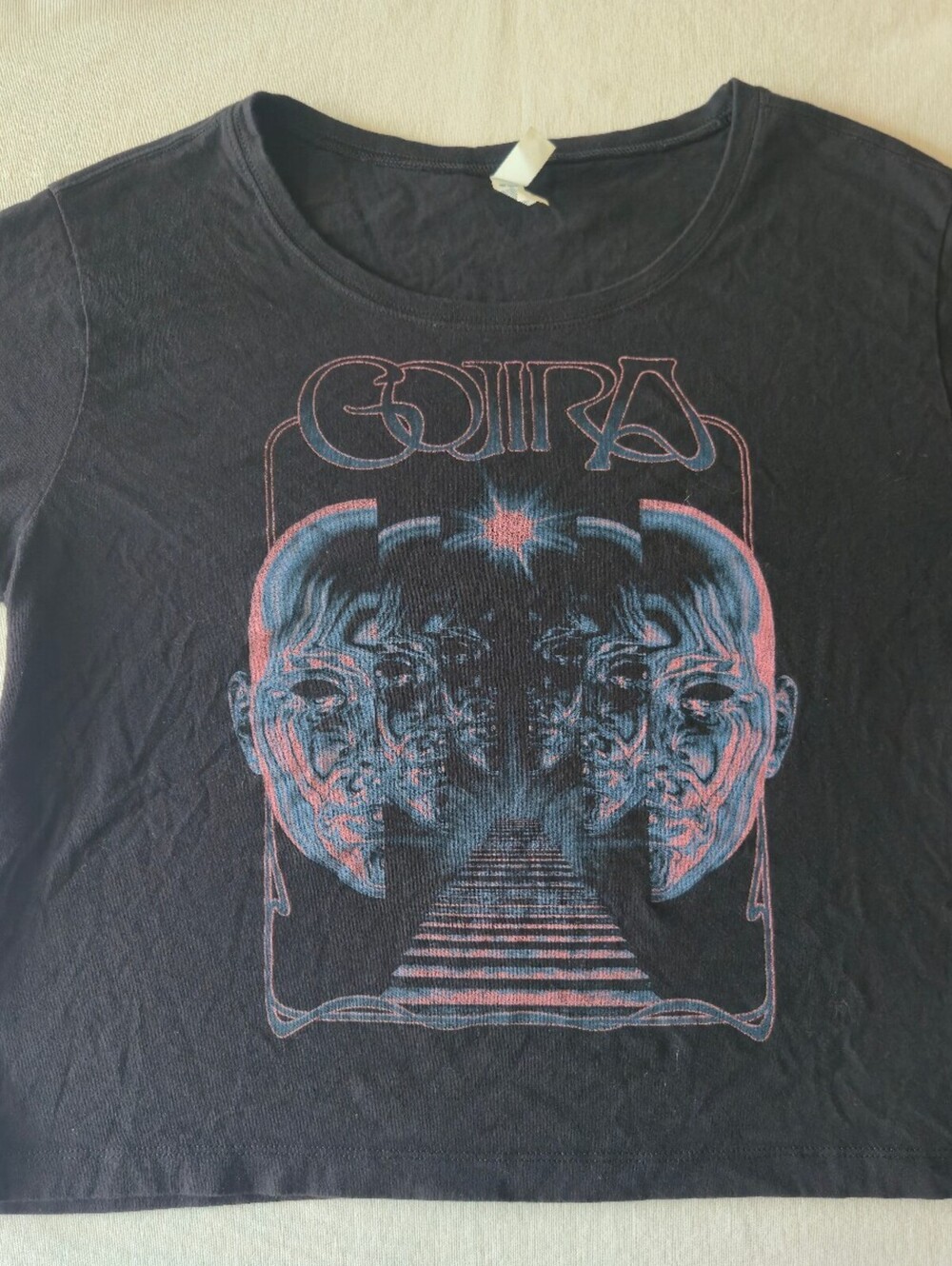 Gojira Faces Metal band Graphic Black Crop T-Shirt Medium